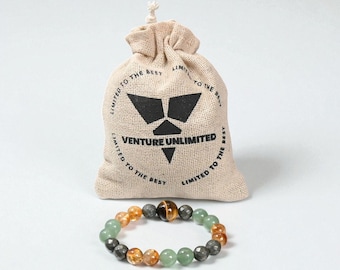 Reichtum Magnet Armband: Citrin, Pyrit, Aventurin & Tigerauge Edelsteine