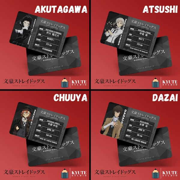 Bungo Stray Dogs ID Cards photocards pvc