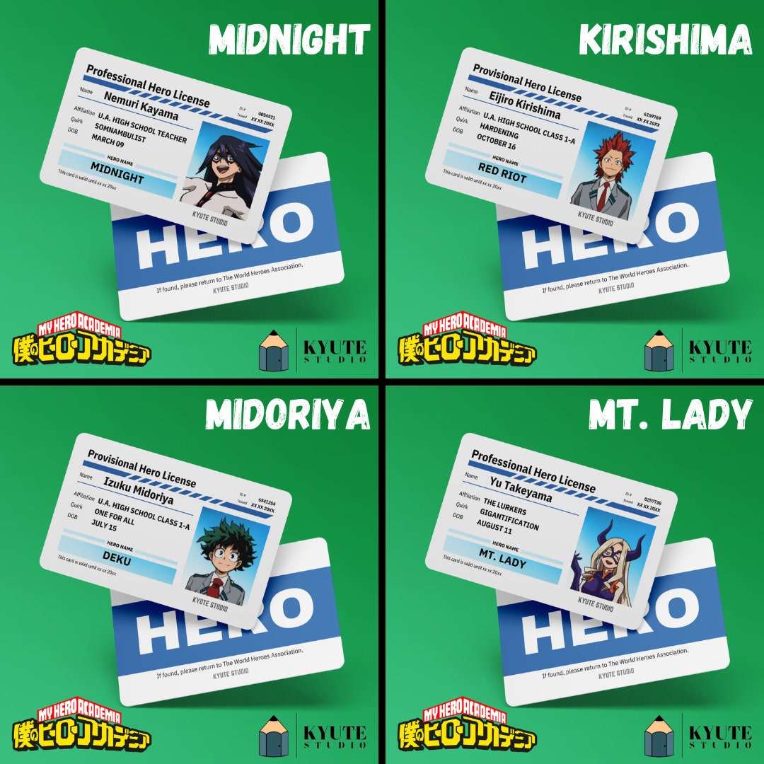 MHA ID Cards Photocards Pvc Etsy UK