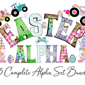 Easter Doodle LETTERS Bundle PNG,PLAID Easter alpha set, Easter Letters & Numbers Alphabet pack,  bonus easter Clipart bundle