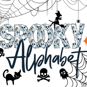 Doodle letters Halloween  with Clip Art PNG Files,spooky Alphabet Doodle Set PNG,Make Your Own Name Letters gift horror png Digital Download