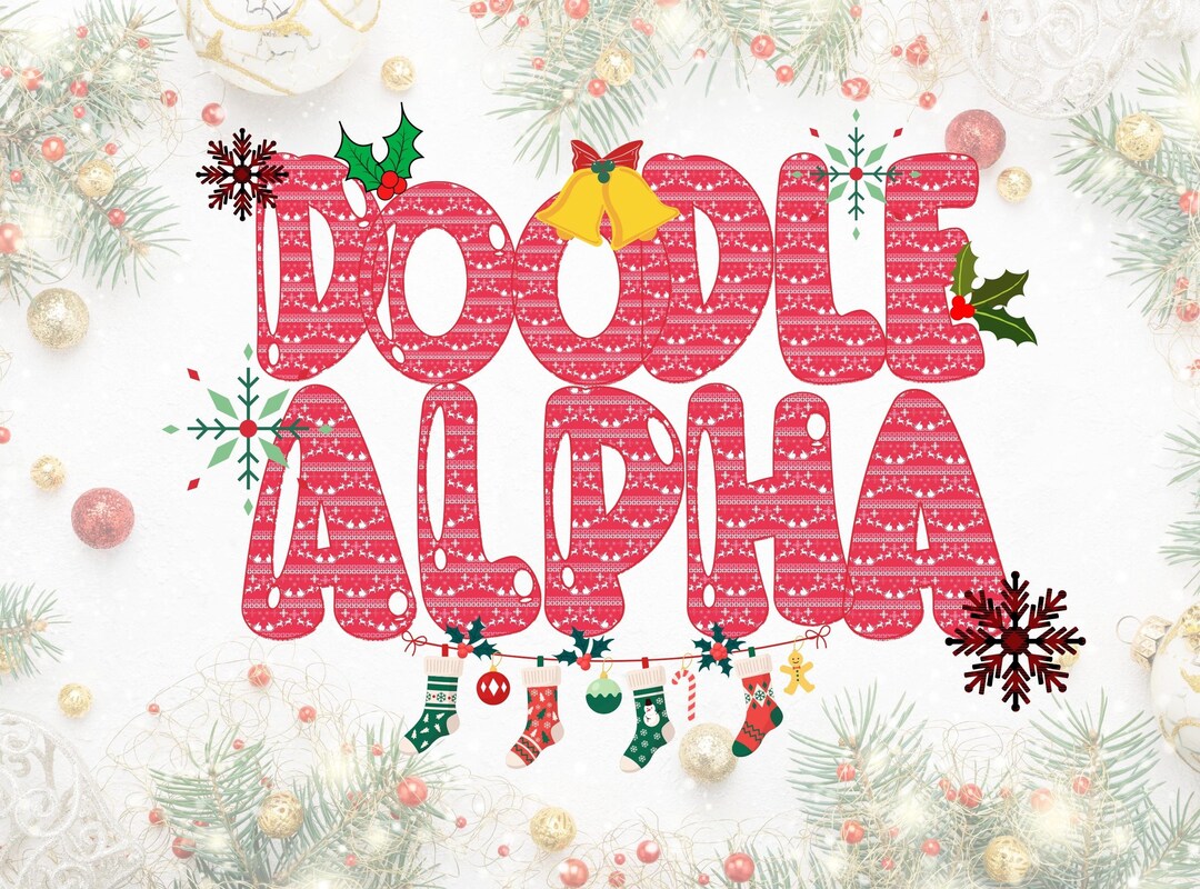 Christmas Doodle Letters Png Set Cute Alphabet Clipart Bundle - Etsy