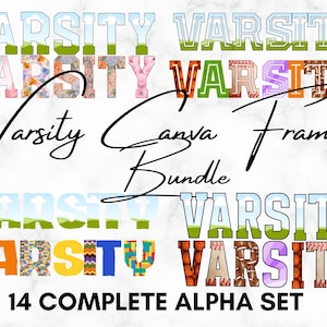 Varsity Doodle Letters Canva Frame Bundle (Digital Download)