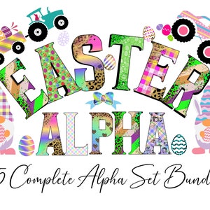 Easter Doodle Bundle PNG,leopard Easter alpha Bundle, Easter Letters & Numbers Alpha pack,Easter Alphabet doodle bonus easter Clipart bundle