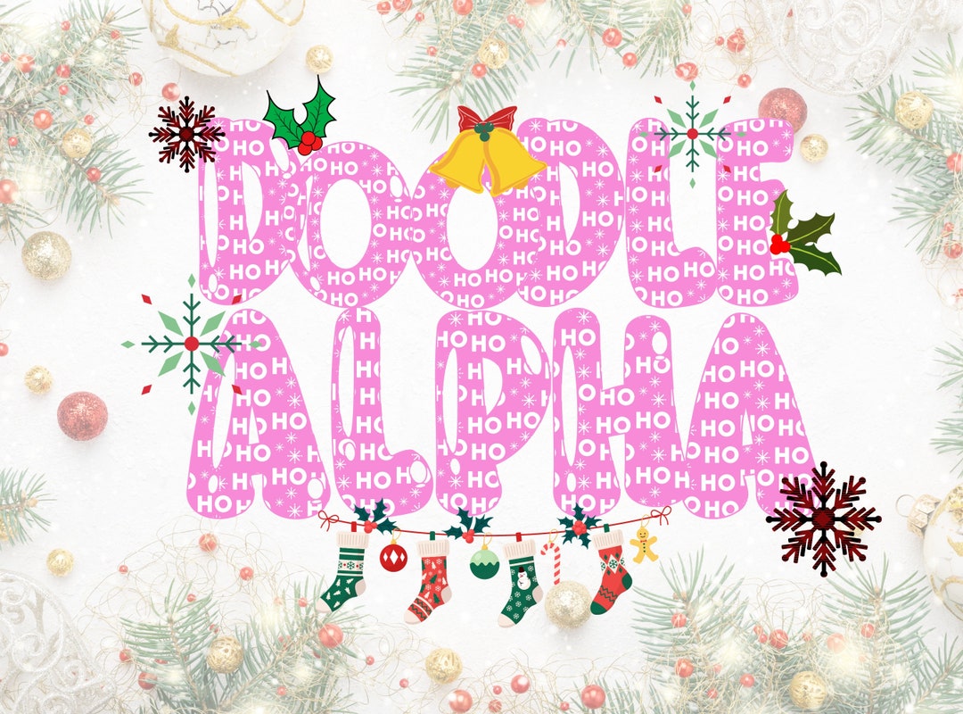 Christmas Doodle Letters Png Set Cute Pink Alphabet Clipart - Etsy
