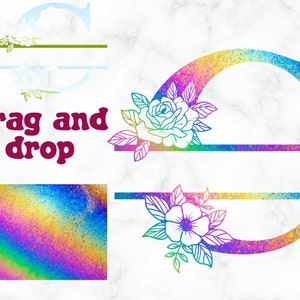 Customizable Split Monogram Canva Frames , Editable Letters, Drag and Drop Alphabet, Digital Sublimations
