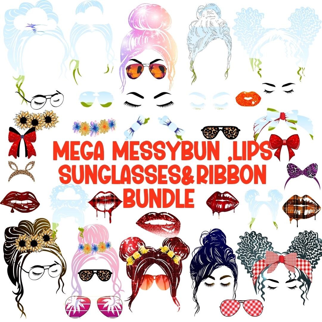 Messy Bun Canva Frames Bundle: Drag & Drop Sublimation Template ...