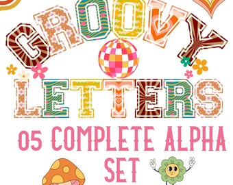 retro groovy doodle letters png bundle,cute colorful varsity alphabet set sublimation bundle,05 complete alpha lettres sets png bundle