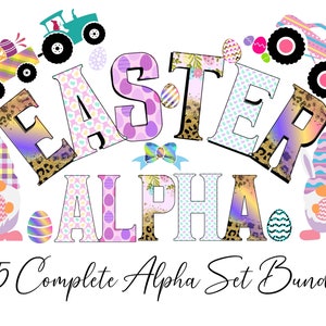 Easter Doodle Alphabet PNG,Easter varsity alpha font png bundle,Easter Letters Sublimation+easter clipart png bundle
