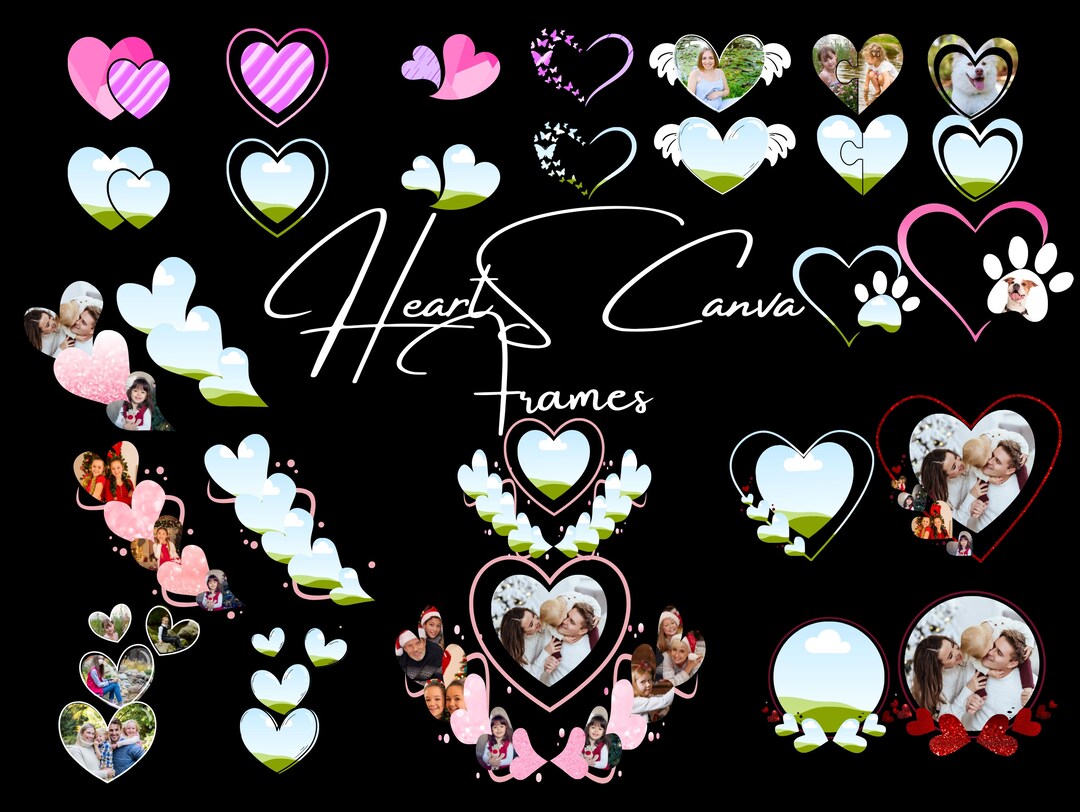 Editable Heart Frames CANVA Template, Drag & Drop (commercial Use) - Etsy