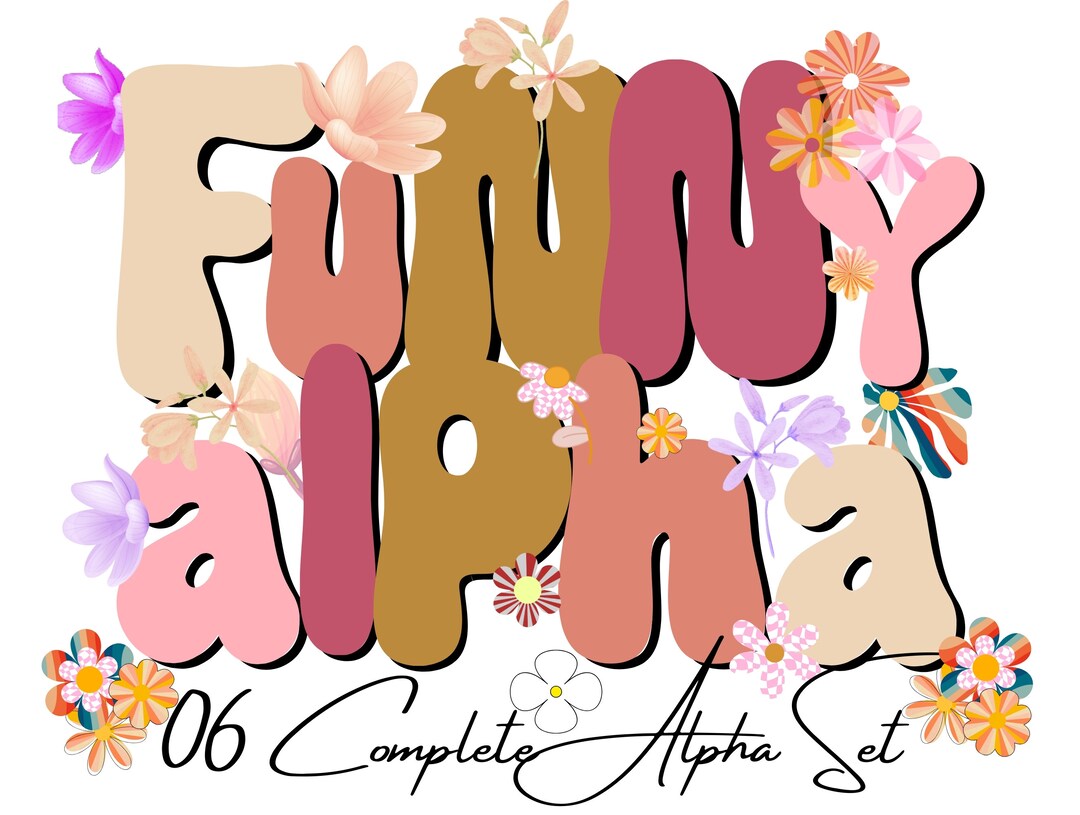 Groovy Doodle Letters Alpha Png Set,nude Retro Alphabet Doodle Letters ...