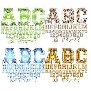ヒョウの文字と数字のPNG、30個の完全なヒョウのアルファパックバンドル、独自の名前を作成、商用利用可