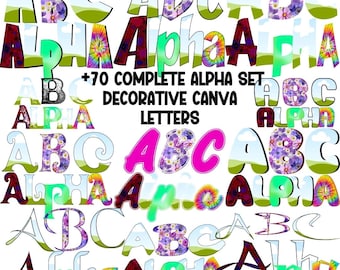 Decorative Font Canva Letters mega bundle, 70+Customizable Lowercase & uppercase Frames for Creative Crafting with Commercial Use Allowed
