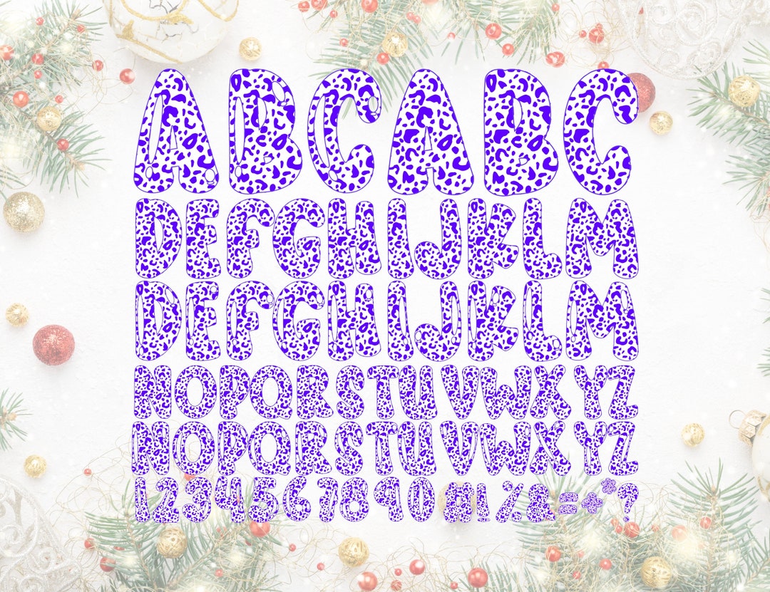 Christmas Doodle Letters Png Set Varsity Alphabet Clipart - Etsy