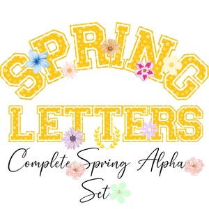 paquete png del alfabeto de primavera, conjunto de png de letras retro botánicas, sublimación de paquete de conjunto png alfa floral amarillo completo, letras de flores lindas png