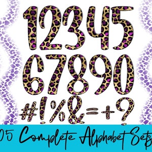 Leopard Doodle Letters Alphabet with clip art PNG bundle,Leopard Print Animal , Hand Drawn  Doodle  Sublimation Alpha Set digital Designs