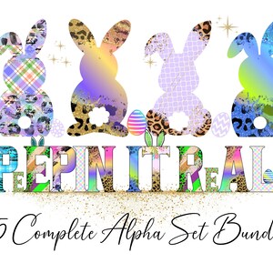 Easter varsity Alphabet Letters PNG, Easter Eggs, Easter Bunny,  Doodle Alpha Set bundle sublimation Designs, Easter Letters Clipart,