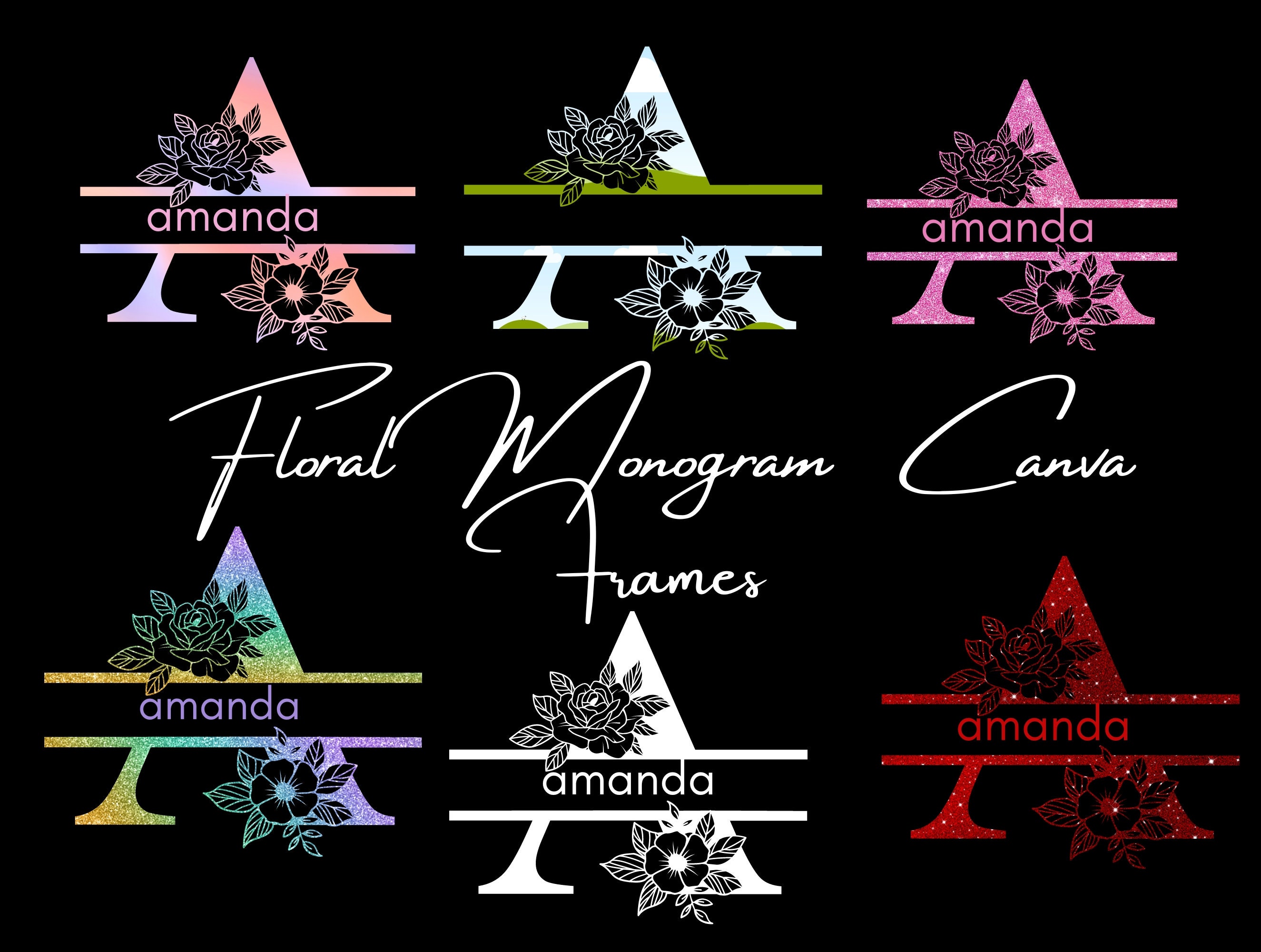 Split Monogram Design Split Monogram Canva Frameseditable Letter Font Split - Etsy