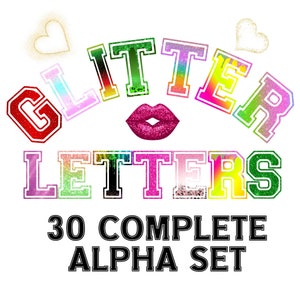 Glittery Varsity Letters PNG Pack,30 Full Alphabet Set Instant Download Bundle,Sequin Glitter png Letters Sublimation with commercial use