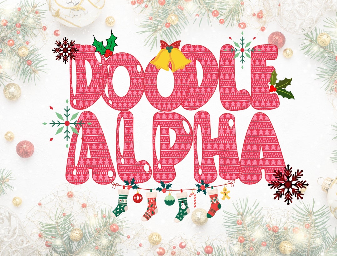 Christmas Doodle Letters Png Set Ugly Sweater Alphabet Clipart Bundle ...