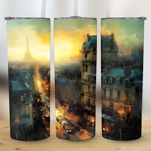 Eiffel Tower Paris Vintage 20 oz Skinny Tumbler Sublimation Design Template Straight & Tapered Tumbler Wrap Instant Digital Download PNG
