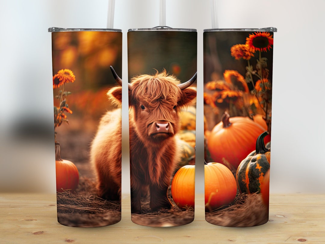 Cute Baby Highland Cow Fall 20 Oz Skinny Tumbler Sublimation Design ...