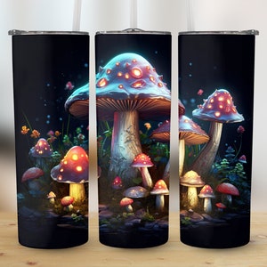 Cottagecore Mushrooms Magic 20 oz Skinny Tumbler Sublimation Design Template Straight & Tapered Tumbler Wrap Instant Digital Download PNG