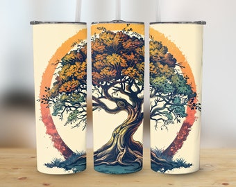 Tree of Life Tumbler Wrap | Digital Download Sublimation PNG | 20oz Straight & Tapered Design