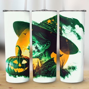 3d Halloween Witch 20 oz Skinny Tumbler Sublimation Design Template Straight & Tapered Tumbler Wrap Instant Digital Download PNG