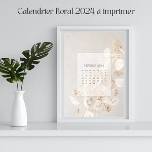 Calendrier 2024 à imprimer / Français / Motifs floraux / Formats A3, A4, carte postale, fond d'écran