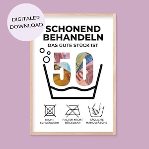 Geldgeschenk zum 50 Geburtstag, Schonend Behandeln, Geld kreativ verschenken Wunscherfüller Geldgeschenk Happy Birthday Last Minute Geschenk