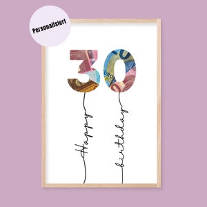 Money gift birthday wish fulfiller, money gift personalized round birthday, greeting card birthday personalized balloon