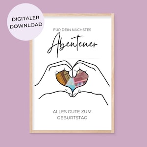 Money gift birthday for travel fund, for your next adventure wish fulfiller money gift for travel download last minute gift heart