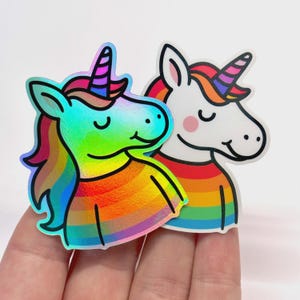 Sticker fierté licorne arc-en-ciel - Stickers LGBTQ mignons, vous êtes magique + licorne fière, vinyle imperméable, cadeau queer, mois de la fierté