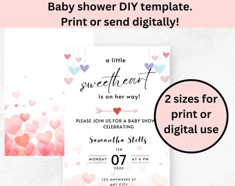 What Will Our Little Sweetheart Be | Heart Themed Reveal | Little Sweetheart - Valentine' | Instant Download | Editable Invite