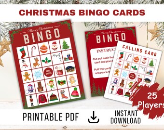 Christmas BINGO cards- instant download- Christmas Party Printable Christmas kid game party game holiday bingo party game PDF printable