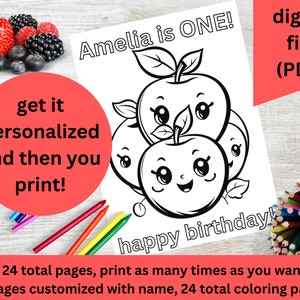 Strawberry Party coloring activity | Berry Coloring Pages First Birthday Party Strawberry Coloring Sheets | Strawberry Birthday personalized