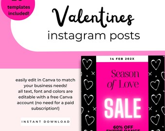 Valentines Day Instagram post | Red pink Business Branding | Valentine Instagram sales post | Valentine’S Day Instagram Post template Canva