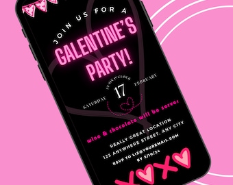 Galentine Invite | Instant Download | Galentines Day | Galentine'S Day Party Invitation | Let'S Go Girls | heart valentines invite