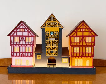 Set of 3 Miniature Houses "Alsace - France" Series - Home Decor, Christmas Village, Fireplace Decor, Holiday Decor, Halloween, Gift