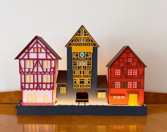 Set of 3 Miniature Houses "Alsace - France" Series - Home Decor, Christmas Village, Fireplace Decor, Holiday Decor, Halloween, Gift