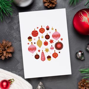 Weihnachtskarte Weihnachtskugeln, Postkarte A6