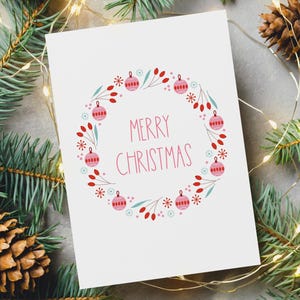 Weihnachtskarte Weihnachtskranz Merry Christmas, Postkarte A6