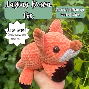 Laying Down Fox  (LOW SEW) **Crochet Pattern Only**