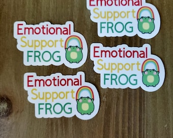 Emotional Support Frog Sticker, 3 inch Vinyl Water Resistant Mental Health Sticker, Cute frog