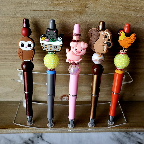 Handmade Animal Beaded Focal Pens, refillable beaded ballpoint pens, Cute Animal Pens