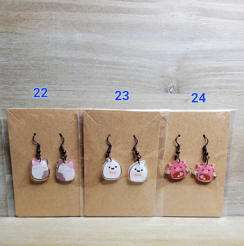 Kawaii animal earrings, Squish Animal Earrings 30 different patterns afbeelding 8