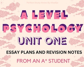 AQA A-Level Psychology Essay Plans (UNIT ONE) - From an A* Student!