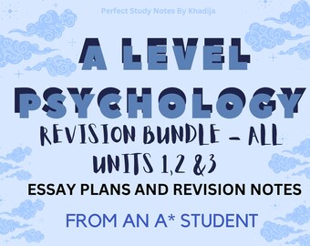 AQA Aレベル心理学改訂バンドル - エッセイプランと改訂ノート - 全ユニット