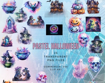 Acquerello pastello Halloween PNG, clip art, uso commerciale